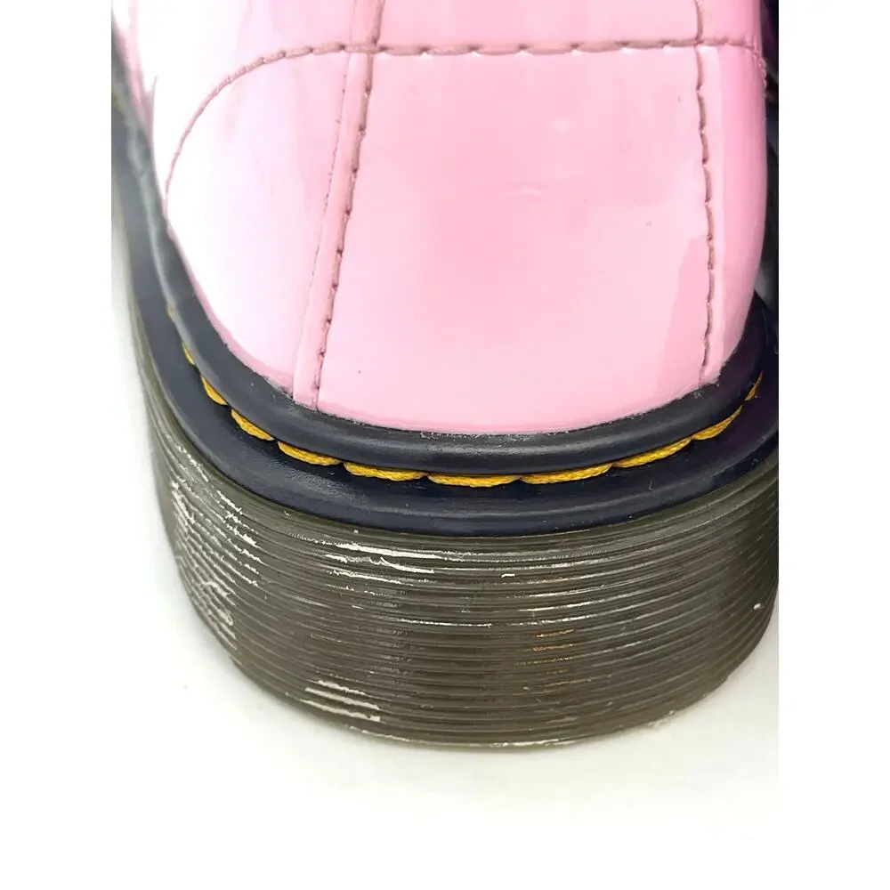 Girls Dr Martens Air Wair Pale Pink Patent Leather 1460 J Ankle ZIp Boots Size 1